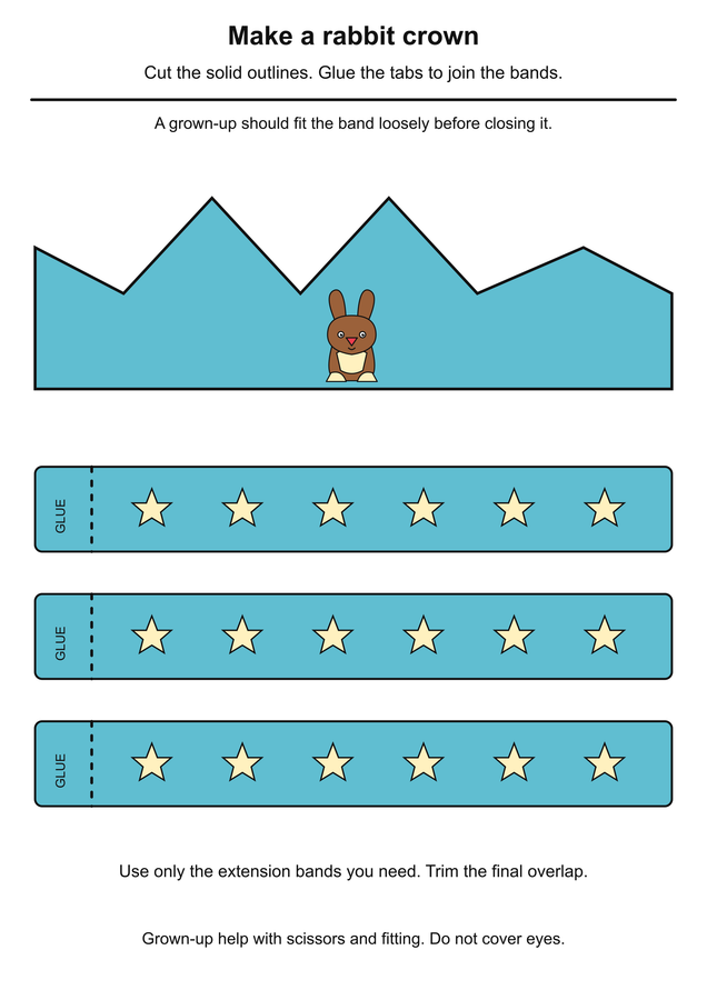 Rabbit paper crown printable activity preview