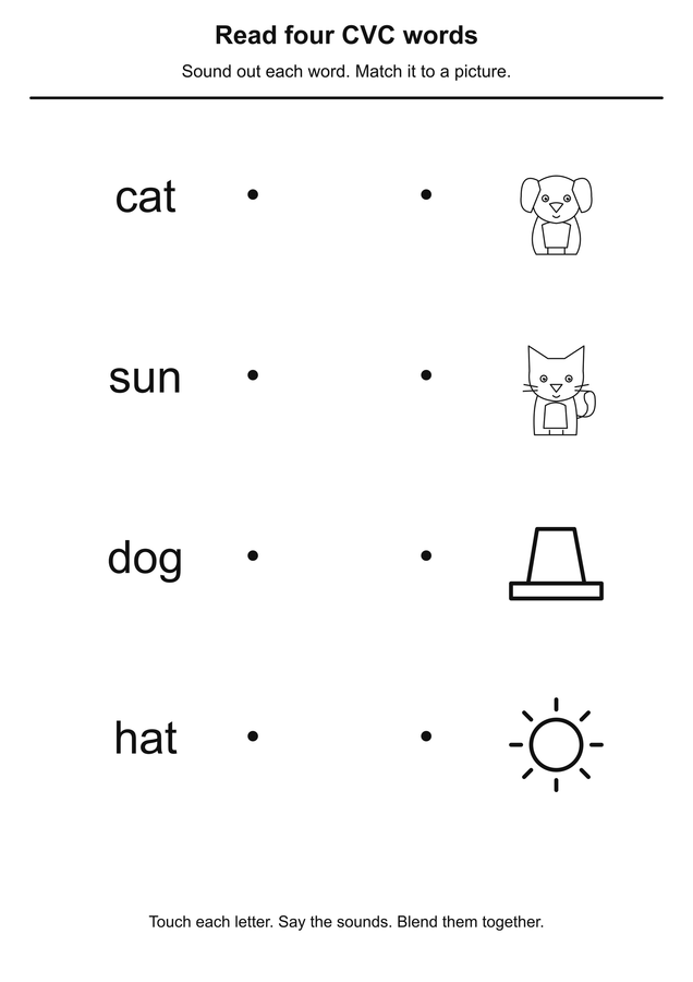 Read four CVC words printable activity preview