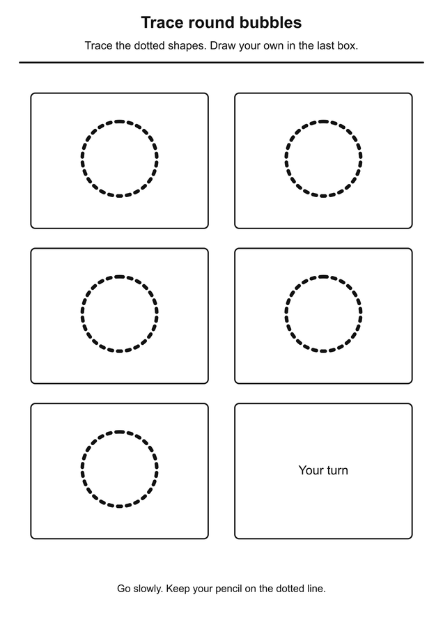 Trace round bubbles printable activity preview