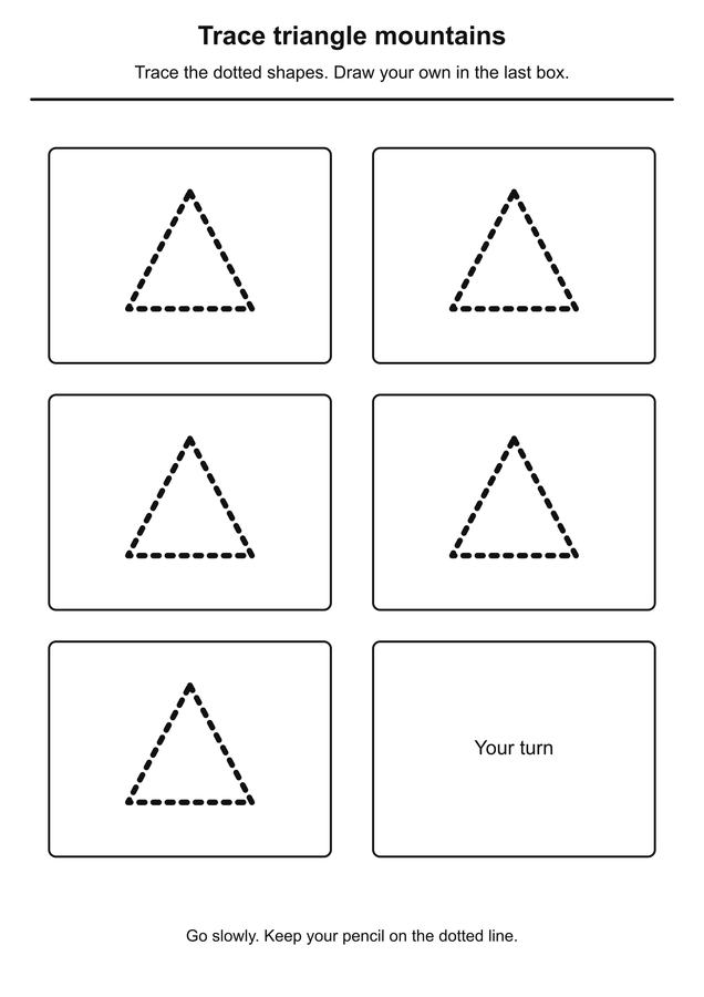 Trace triangle mountains printable activity preview