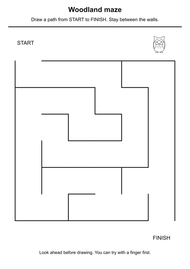 Woodland maze printable activity preview