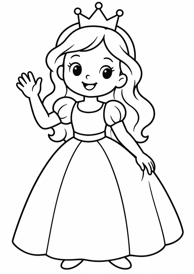 Little princess waving printable activity preview
