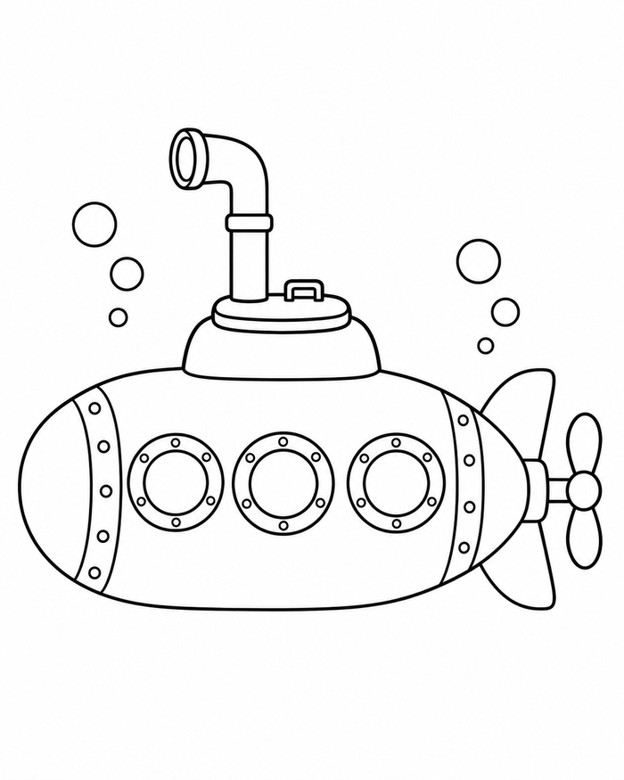 Little submarine coloring preview