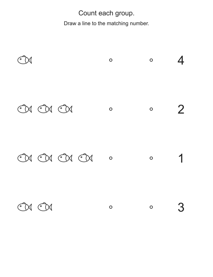 Match fish to numbers printable activity preview
