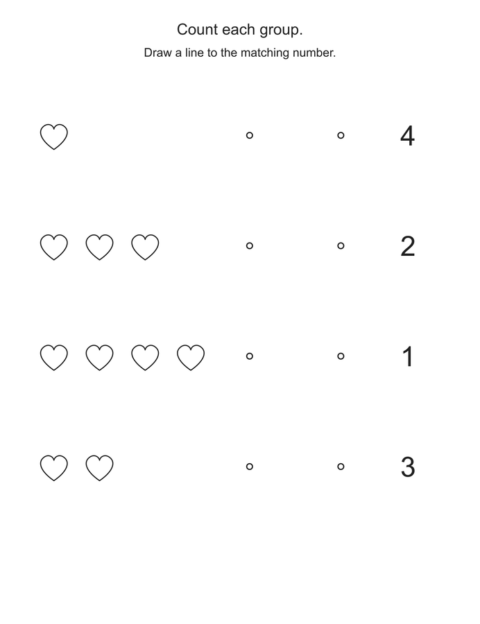 Match hearts to numbers printable activity preview