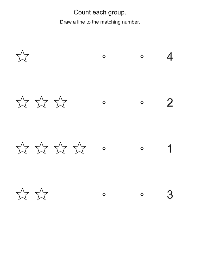 Match stars to numbers printable activity preview
