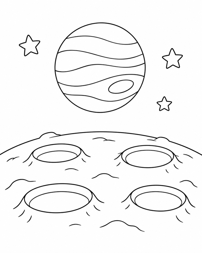 Moon crater landscape coloring preview