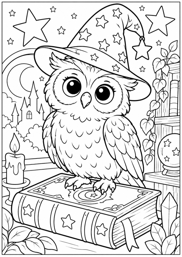 Little wizard owl printable activity preview