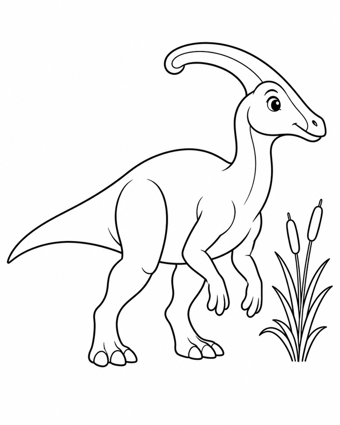 Parasaurolophus by the lake coloring preview
