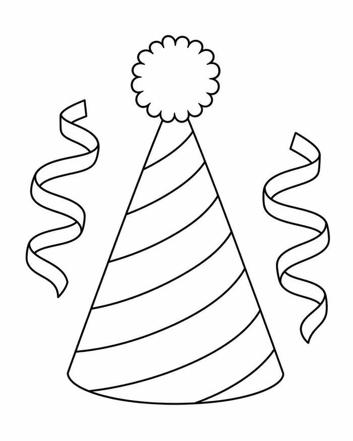 Party hat and streamers coloring preview