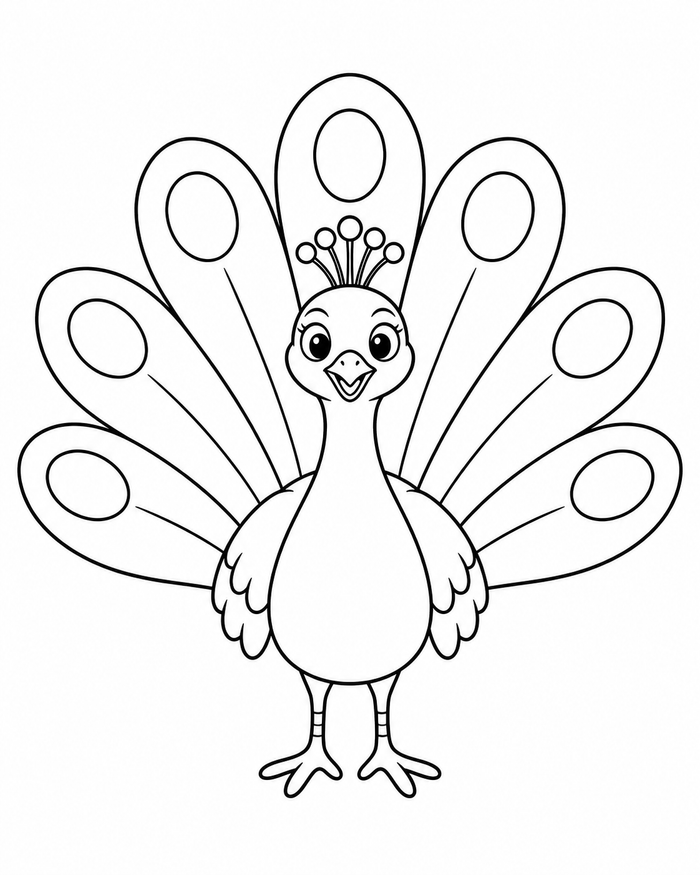 Peacock feather fan coloring preview