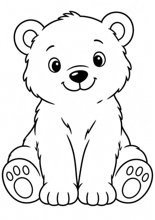 Polar bear cub sitting printable activity preview