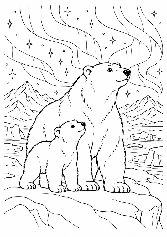 Polar bears under the northern sky printable activity preview