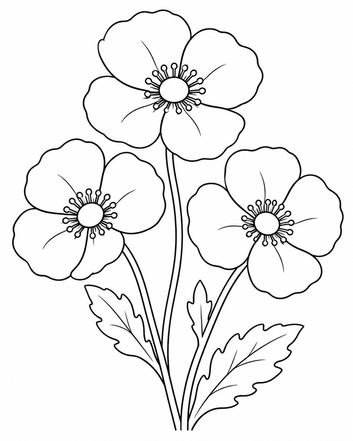 Poppy patch coloring preview