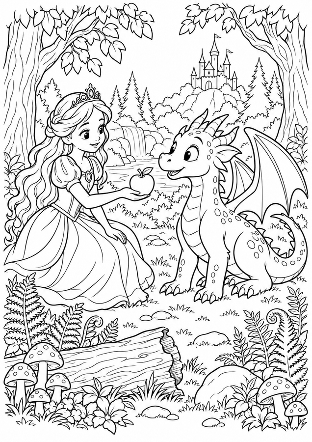 Princess and the woodland dragon printable activity preview