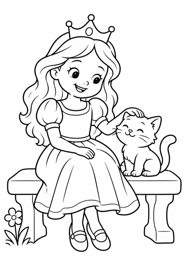 Princess and her kitten printable activity preview