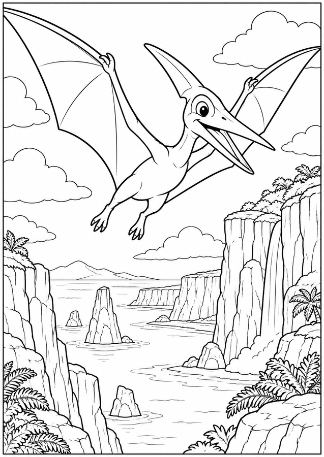 Pteranodon above the cliffs printable activity preview