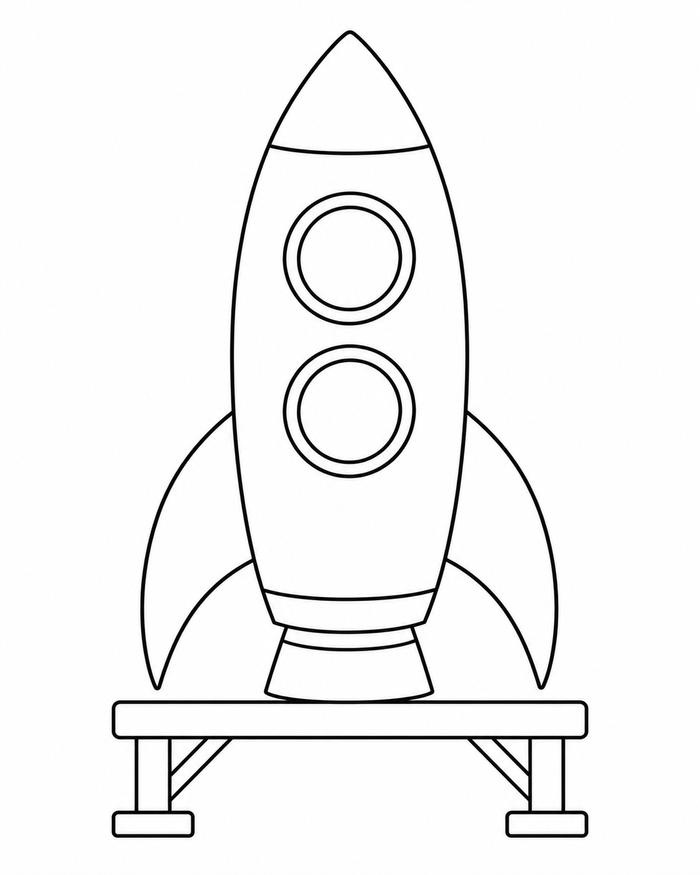 Rocket on launchpad coloring preview