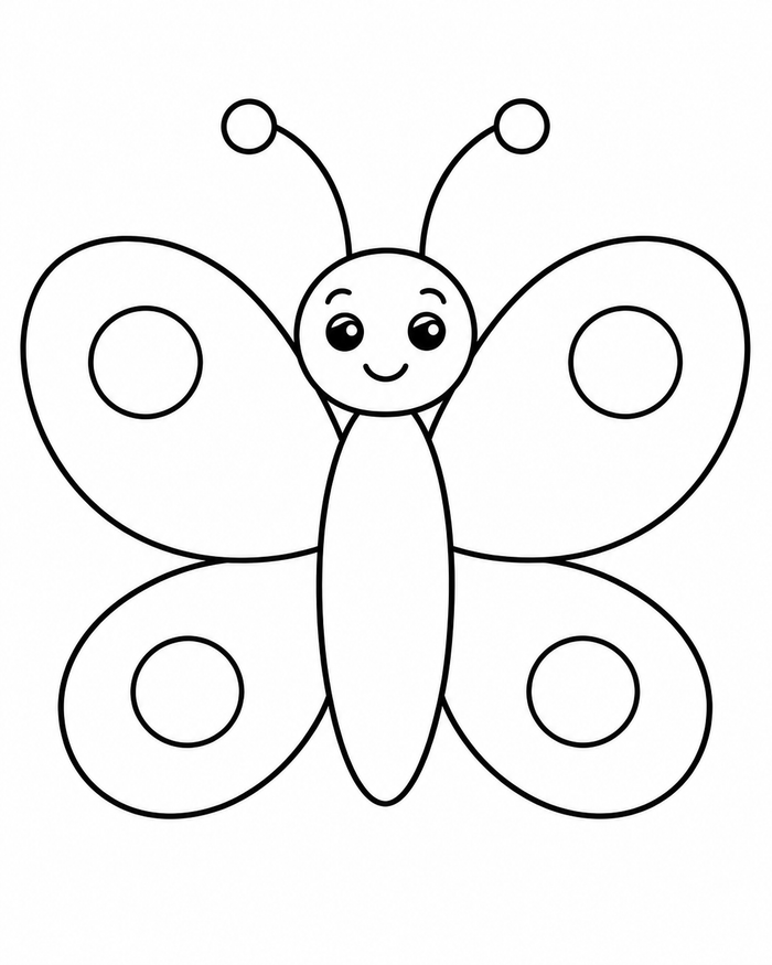 Simple shape butterfly coloring preview