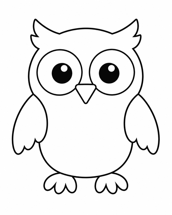 Simple shape owl coloring preview