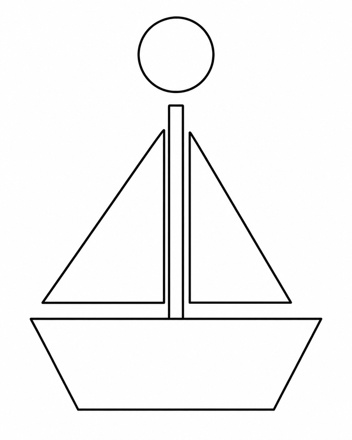 Simple shape sailboat coloring preview