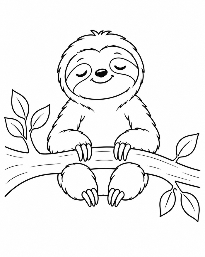 Sloth on a branch coloring preview