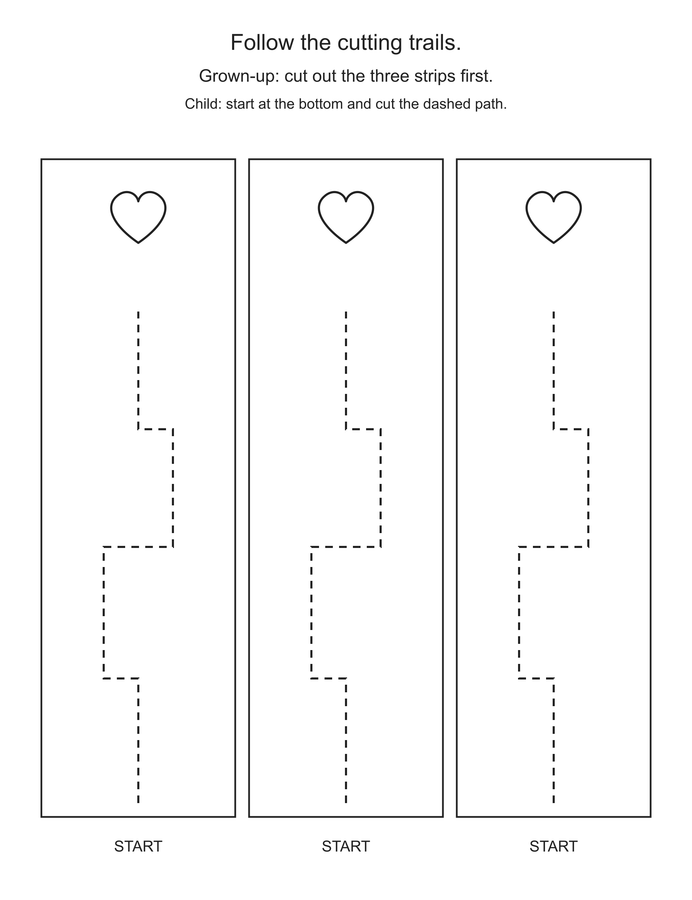 heart paths cutting trails printable activity preview