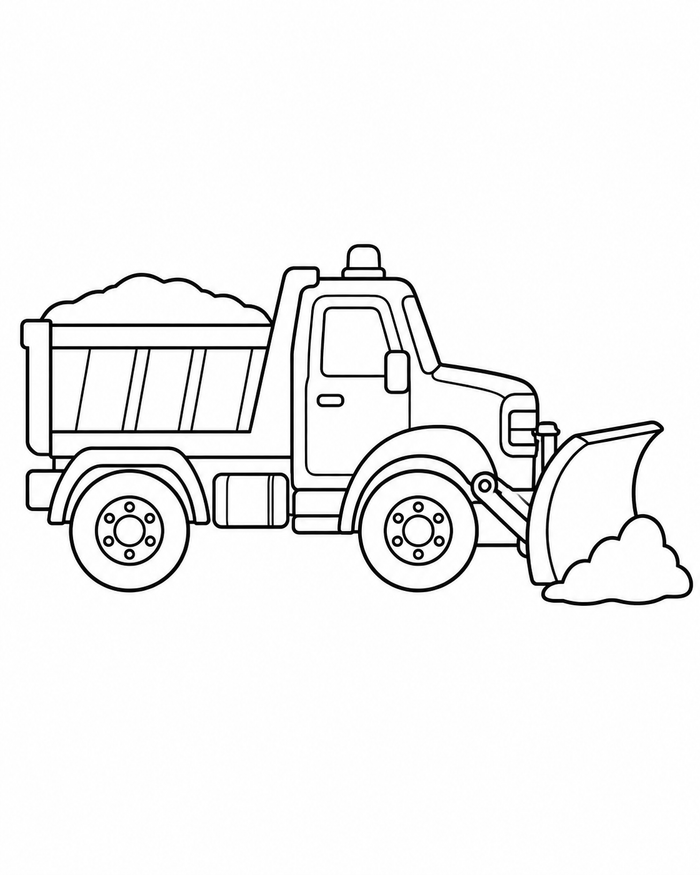 Snowplow truck coloring preview