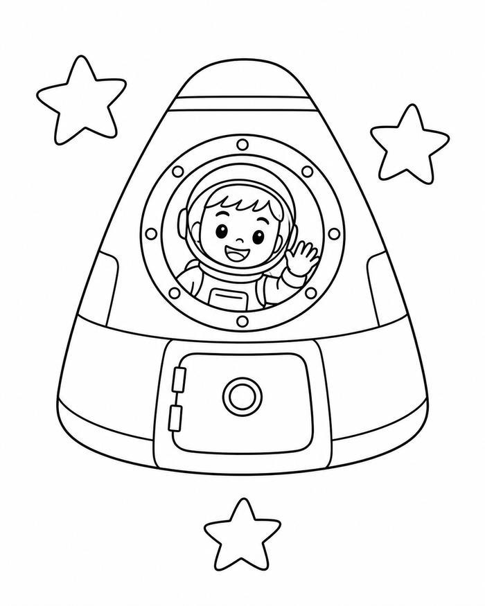 Space capsule coloring preview
