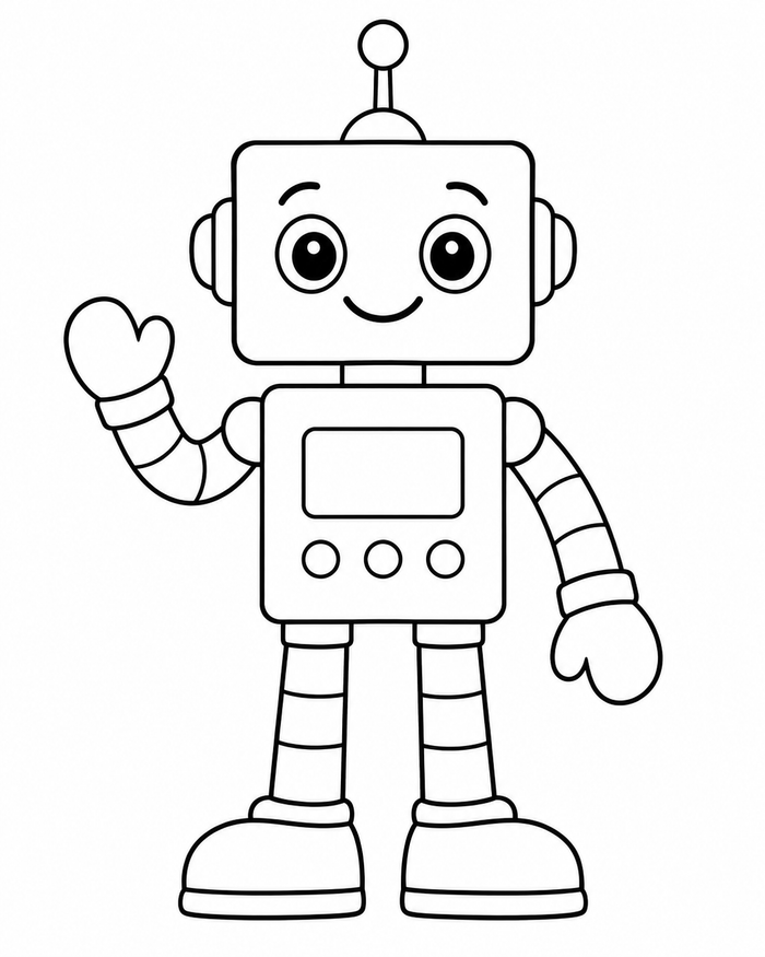 Space robot friend coloring preview