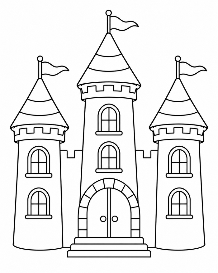 Storybook castle coloring preview