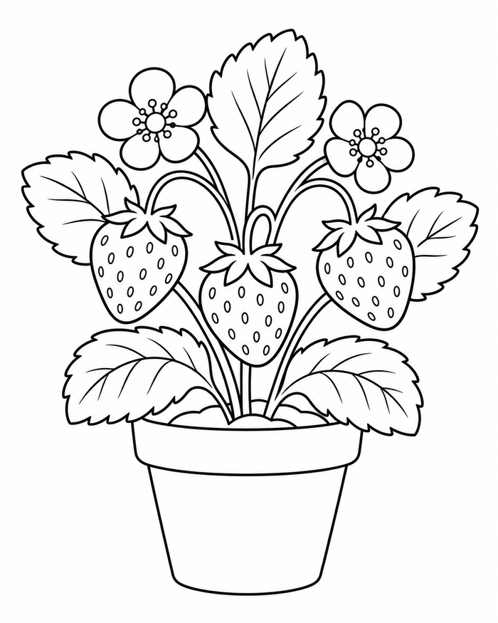 Strawberry plant coloring preview
