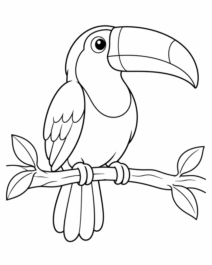 Toucan on a perch coloring preview