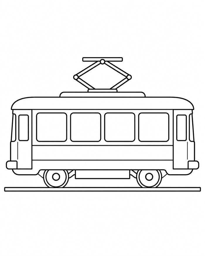 City tram coloring preview