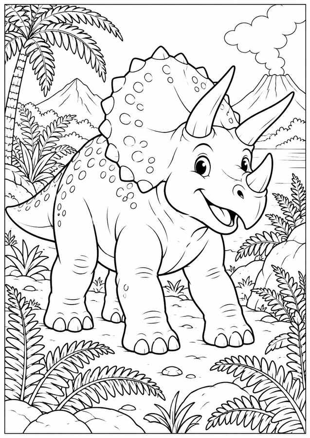 Triceratops among the ferns printable activity preview