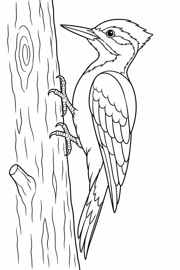 Woodpecker at a Tree printable activity preview